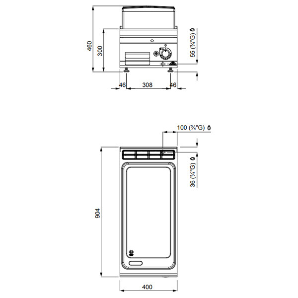 FRY TOP A GAS DA BANCO 40X90 LISCIO COMPOUND